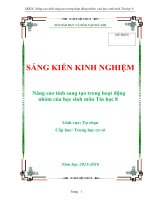 Nâng cao tính sáng tạo trong hoạt động nhóm của học sinh môn tin học 8 
