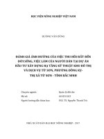 Đánh giá ảnh hưởng của việc thu hồi đất đến đời sống, việc làm của người dân tại dự án đầu tư xây dựng hạ tầng kỹ thuật khu đô thị và dịch vụ từ sơn, phường đồng kỵ   thị xã từ sơn   tỉnh bắc ninh   