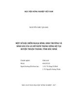 Một số đặc điểm ngoại hình, sinh trưởng và sinh sản của gà hồ nuôi trong nông hộ tại huyện thuận thành, tỉnh bắc ninh   