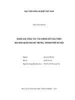 Đánh giá công tác tài chính đất đai trên địa bàn quận hai bà trưng, thành phố hà nội   