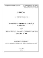 Business development strategy of gas source for petrovietnam gas joint stock corporation from 2015 to 2020 