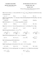 Đề khảo sát Toán 12 lần 1 năm 2020 - 2021 trường Đông Sơn 1 - Thanh Hóa - TOANMATH.com