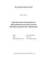 Phân tích các yếu tố ảnh hưởng tới quyết định mua rau an toàn của người tiêu dùng tại thị xã từ sơn tỉnh bắc ninh   