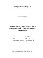 Đánh giá việc thực hiện quyền của người sử dụng đất trên địa bàn huyện nam trực, tỉnh nam định   