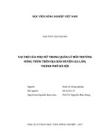 Vai trò của phụ nữ trong quản lý môi trường nông thôn trên địa bàn huyện gia lâm, thành phố hà nội   