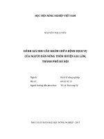 Đánh giá nhu cầu khám chữa bệnh dịch vụ của người dân nông thôn huyện gia lâm thành phố hà nội   