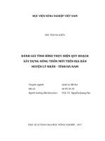 Đánh giá tình hình thực hiện quy hoạch xây dựng nông thôn mới trên địa bàn huyện lý nhân   tỉnh hà nam   