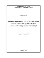 Đánh giá phát triển bền vững làng nghề truyền thống thuộc xã tam hiệp, huyện phúc thọ, thành phố hà nội 