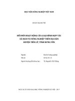 Đổi mới hoạt động của loại hình hợp tác xã dịch vụ nông nghiệp trên địa bàn huyện tiên lữ, tỉnh hưng yên   