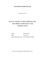 Quản lý vốn đầu tư phát triển hạ tầng giao thông tại huyện lục nam, tỉnh bắc giang   