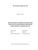 Quản lý nhà nước về vệ sinh an toàn thực phẩm trong sản xuất kinh doanh rau trên địa bàn huyện thanh trì, thành phố hà nội   