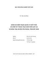 Đánh giá hiện trạng quản lý chất thải của một số trang trại chăn nuôi lợn tại xã đông thọ, huyện yên phong, tỉnh bắc ninh   