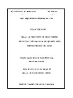 Tóm tắt Luận văn Thạc sĩ Quản lý công: Quản lý nhà nước về giảm nghèo bền vững trên địa bàn huyện Hóc Môn, Thành phố Hồ Chí Minh