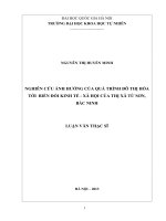 Nghiên cứu ảnh hưởng của quá trình đô thị hóa tới biến đổi kinh tế xã hội của thị xã từ sơn bắc ninh 