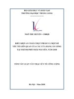 Điều kiện an toàn thực phẩm và một số yếu tố liên quan của các cửa hàng ăn uống tại thành phố Thái Nguyên, năm 2018