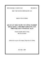 Tóm tắt Luận văn Thạc sĩ Quản lý công: Quản lý nhà nước về công nghiệp khai thác, chế biến khoáng sản trên địa bàn tỉnh Bắc Kạn