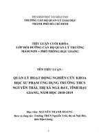 Quản lý hoạt động nghiên cứu khoa học sư phạm ứng dụng tại trường THCS