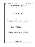 Pháp luật về quyền gia nhập thị trường – lý luận và thực tiễn ở việt nam the law on the right to market entry   theory and practice in vietnam TT 