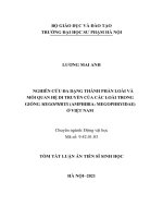 Nghiên cứu đa dạng thành phần loài và mối quan hệ di truyền của các loài trong giống megophrys (amphibia megophryidae) ở việt nam TT 