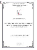 Thực trạng chất lượng cuộc sống của sinh viên trường đại học Thăng Long năm học 2018 - 2019 và một số yếu tố liên quan