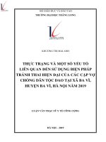 Thực trạng và một số yếu tố liên quan đến sử dụng biện pháp tránh thai hiện đại của các cặp vợ chồng dân tộc Dao tại Ba Vì, huyện Ba Vì, Hà Nội năm 2019