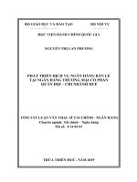 Tóm tắt Luận văn Thạc sĩ Tài chính Ngân hàng: Phát triển dịch vụ ngân hàng bán lẻ tại Ngân hàng TMCP Quân đội – Chi nhánh Huế