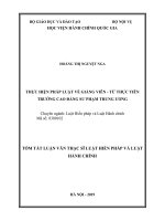 Tóm tắt Luận văn Thạc sĩ Luật hiến pháp và Luật hành chính: Thực hiện pháp luật về giảng viên-Từ thực tiễn trường Cao đẳng Sư phạm Trung ương