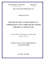 Tóm tắt Luận văn Thạc sĩ Luật Hiến pháp và Luật Hành chính: Đổi mới tổ chức và hoạt động của chính quyền cấp xã trên thành phố Phủ Lý, tỉnh Hà Nam