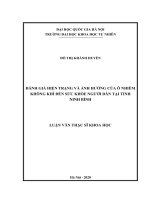 Đánh giá hiện trạng và ảnh hưởng của ô nhiễm không khí đến sức khỏe người dân tại tỉnh ninh bình 