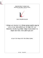 Tính an toàn và tính sinh miễn dịch của vắc xin IPOVAC ở trẻ từ 2-5 tháng tuổi tại Phú Thọ năm 2018 và một số yếu tố liên quan.