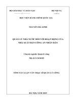 Tóm tắt Luận văn Thạc sĩ Quản lý công: Quản lý nhà nước đối với hoạt động của Nhà xuất bản Công an nhân dân