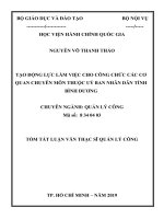 Tóm tắt Luận văn Thạc sĩ Quản lý công: Tạo động lực làm việc cho công chức các cơ quan chuyên môn thuộc Uỷ ban Nhân dân tỉnh Bình Dương