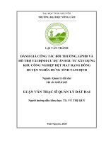 (Luận văn thạc sĩ) Đánh giá công tác bồi thường, giải phóng mặt bằng và hỗ trợ tái định cư dự án đầu tư xây dựng khu công nghiệp dệt may Rạng Đông huyện Nghĩa