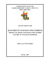 Quan niệm về cách mạng công nghiệp 4 0 trong tác phẩm cách mạng công nghiệp lần thứ 4 của klaus schwab 