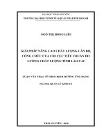 (Luận văn thạc sĩ) Giải pháp nâng cao chất lượng cán bộ, công chức của Chi cục tiêu chuẩn đo lường chất lượng tỉnh Lào Cai