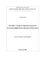 Tổ chức và quản trị tòa soạn sản xuất hai phiên bản cho báo vĩnh long 