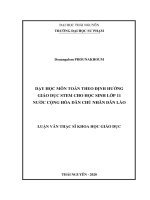 (Luận văn thạc sĩ) Dạy học môn toán theo định hướng giáo dục Stem cho học sinh lớp 11 nước Cộng hòa Dân chủ Nhân dân Lào