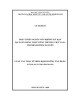 (Luận văn thạc sĩ) Phát triển nguồn vốn không kỳ hạn tại Ngân hàng Thương mại Cổ phần Công thương Việt Nam - Chi nhánh Thái Nguyên