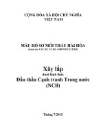 Mẫu Hồ sơ mời thầu (HSMT) cho gói thầu xây lắp dưới hình thứcĐấu thầu cạnh tranh trong nước