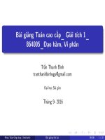 Bài giảng Toán cao cấp - Giải tích 1: Đạo hàm, vi phân