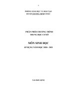 PHÂN PHỐI CHƯƠNG TRÌNH TRUNG HỌC CƠ SỞ MÔN SINH HỌC ÁP DỤNG NĂM HỌC 2020 - 2021