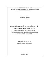 Báo chí với quá trình tái cơ cấu doanh nghiệp nhà nước khảo sát báo đầu tư báo tuổi trẻ tphcm thời báo kinh tế sài gòn tạp chí tài chính doanh nghiệp từ tháng 8 2012 tháng 8 2013 