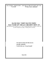 DANH MỤC THIẾT BỊ TỐI THIỂU DẠY NGHỀ KỸ THUẬT CHẾ BIẾN MÓN ĂN.Trình độ đào tạo: Trung cấp nghề