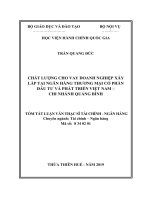 Tóm tắt Luận văn Thạc sĩ Tài chính Ngân hàng: Chất lượng cho vay doanh nghiệp xây lắp tại Ngân hàng TMCP Đầu tư và Phát triển Việt Nam – Chi nhánh Quảng Bình
