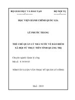 Tóm tắt Luận văn Thạc sĩ Quản lý công: Thể chế quản lý nhà nước về bảo hiểm xã hội, từ thực tiễn tỉnh Quảng Trị