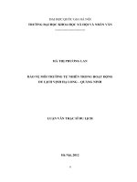 Bảo vệ môi trường tự nhiên trong hoạt động du lịch vịnh hạ long quảng ninh 