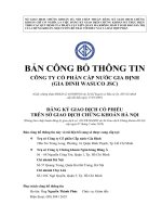 BẢN CÔNG BỐ THÔNG TINCÔNG TY CỔ PHẦN CẤP NƯỚC GIA ĐỊNH(GIA DINH WASUCO JSC)