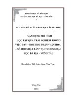 luận văn thạc sĩ vận dụng mô hình học tập qua trải nghiệm trong việc dạy – học học phần “văn hóa – xã hội nhật bản” tại trường đại học bà rịa   vũng tàu 