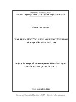 (Luận văn thạc sĩ) Phát triển bền vững làng nghề truyền thống trên địa bàn tỉnh Phú Thọ