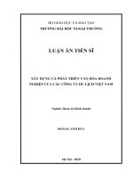 luận án tiến sĩ xây dựng và phát triển văn hoá doanh nghiệp của các công ty du lịch việt nam  developing corporate culture of vietnamese tourism companie 